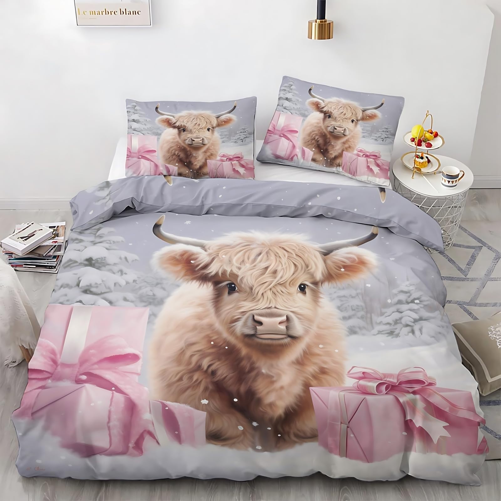 Cadeau Parure de Lit Adulte 220x240 avec Fermeture Éclair et Motifs Imprimés