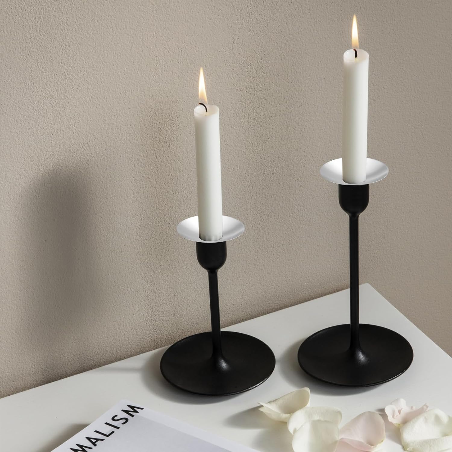 12 Pieces Metal Silver Candle Bobeches Round Candle Drip Guards Taper