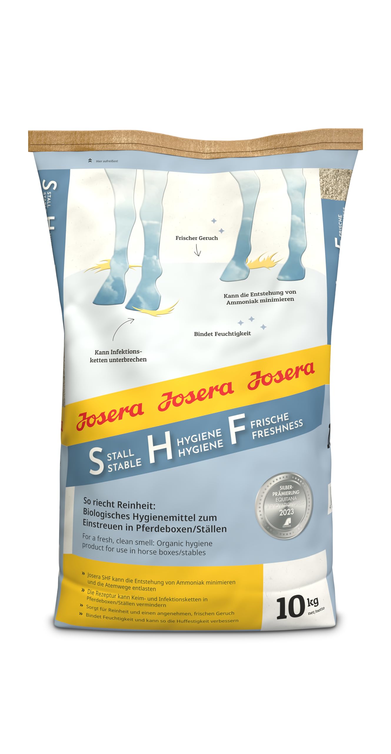 Josera Pferd SHF | Stall, Hygiene, Frische | 10kg | Einstreu für Boxen | Biologisches Hygienemittel | 1er Pack