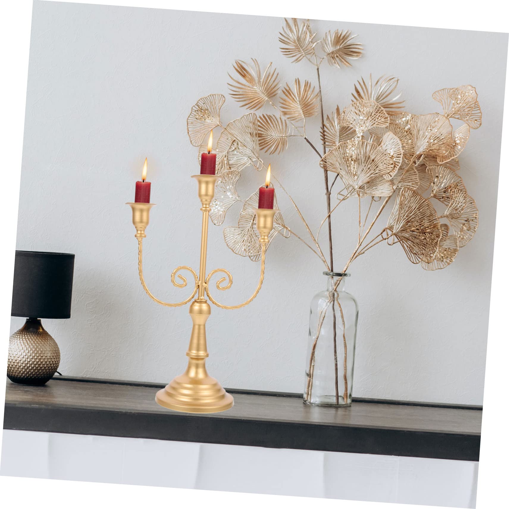 MAGICLULU 2 Pz Lungo Candelabro Candele 3 Teste Candelabro a Colonna Arredamento Esterno Arredamento Del Tavolo Portacandela a 3 Bracci Accessori Tavolo Da Pranzo Ferro Da Stiro