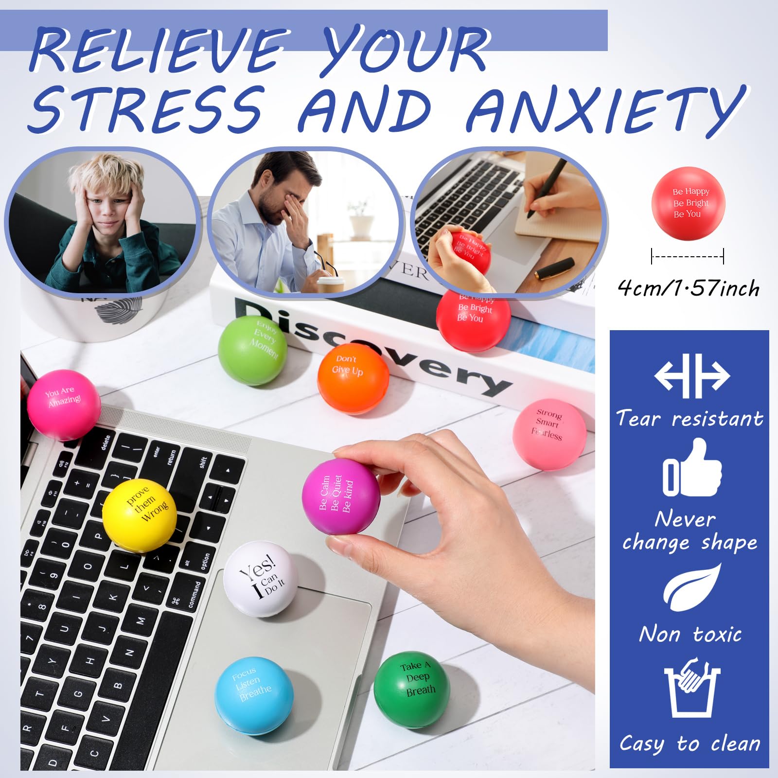 Faccito 10 Set Christmas Appreciation Gifts Employee Motivational Gifts Stress Balls Notebooks Inspirational Pens for Work Stress Balls Staff Appreciation Gifts Bulk Thank You Gift for Work Colleague - Image 4