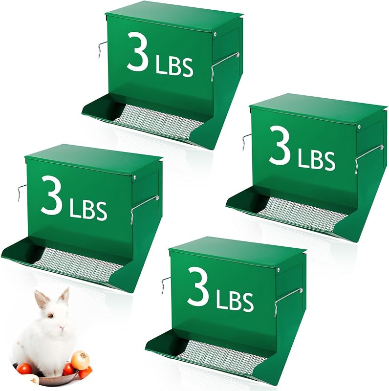 Comedouro para Coelhos e Pequenos Animais de Metal Maxcheck Verde 4 unidades