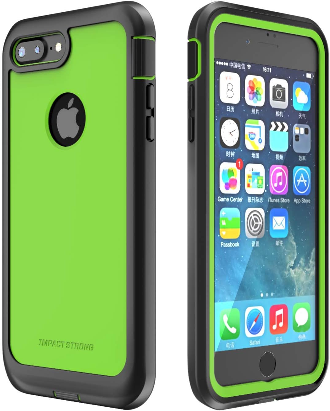 ImpactStrong iPhone 7 Plus/iPhone 8 Plus Case, Ultra Protective Case with Built-in Clear Screen Protector Full Body Cover for iPhone 7 Plus/iPhone 8 Plus (Lime Green)