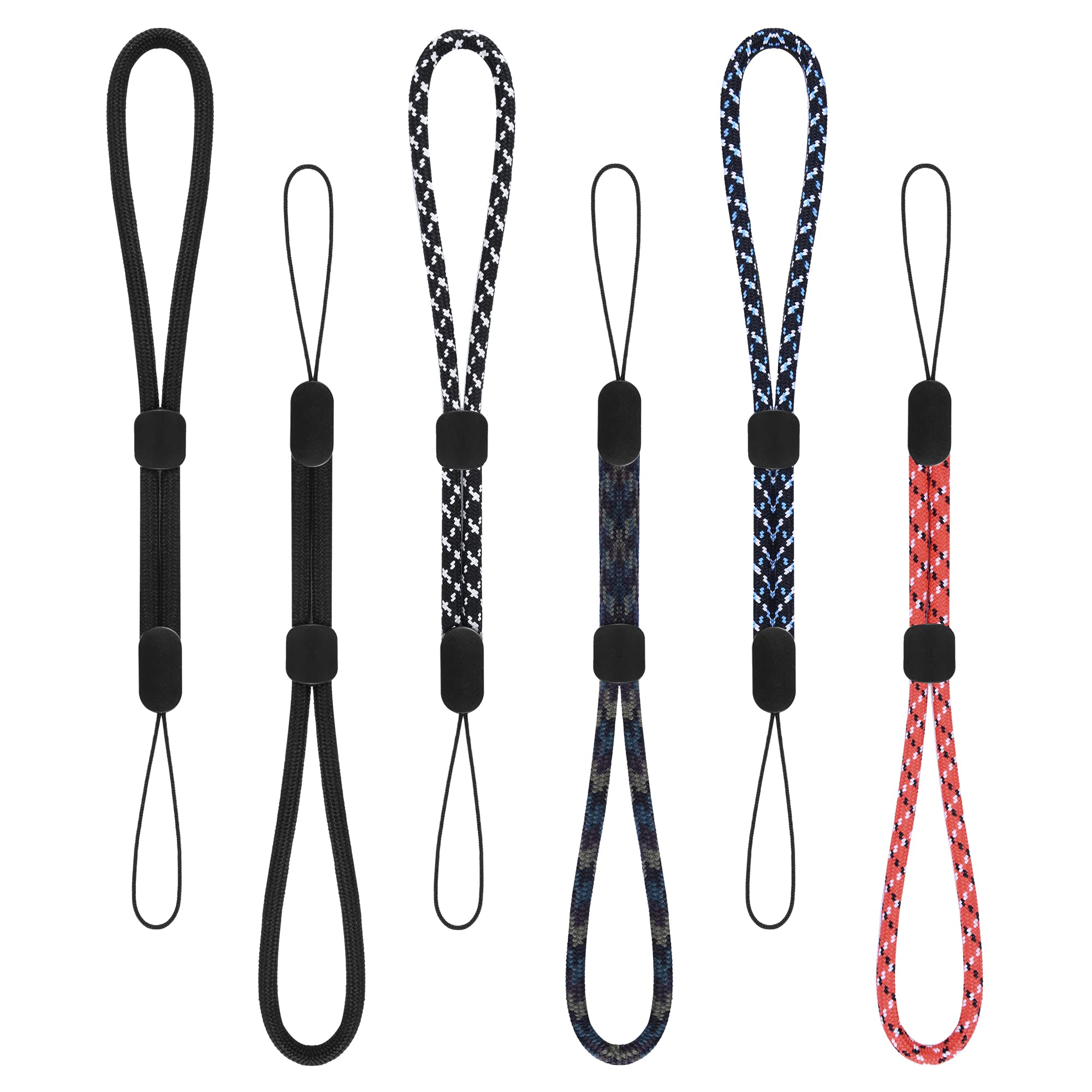 MITIME6 Pack Adjustable Colorful Nylon Hand Wrist Straps.Hand Wrist Strap Lanyard, For GoPro, Camera, Keys, Keychain, Phone, USB Flash Drive, Con, Wallet, ID Name Tag Badge.