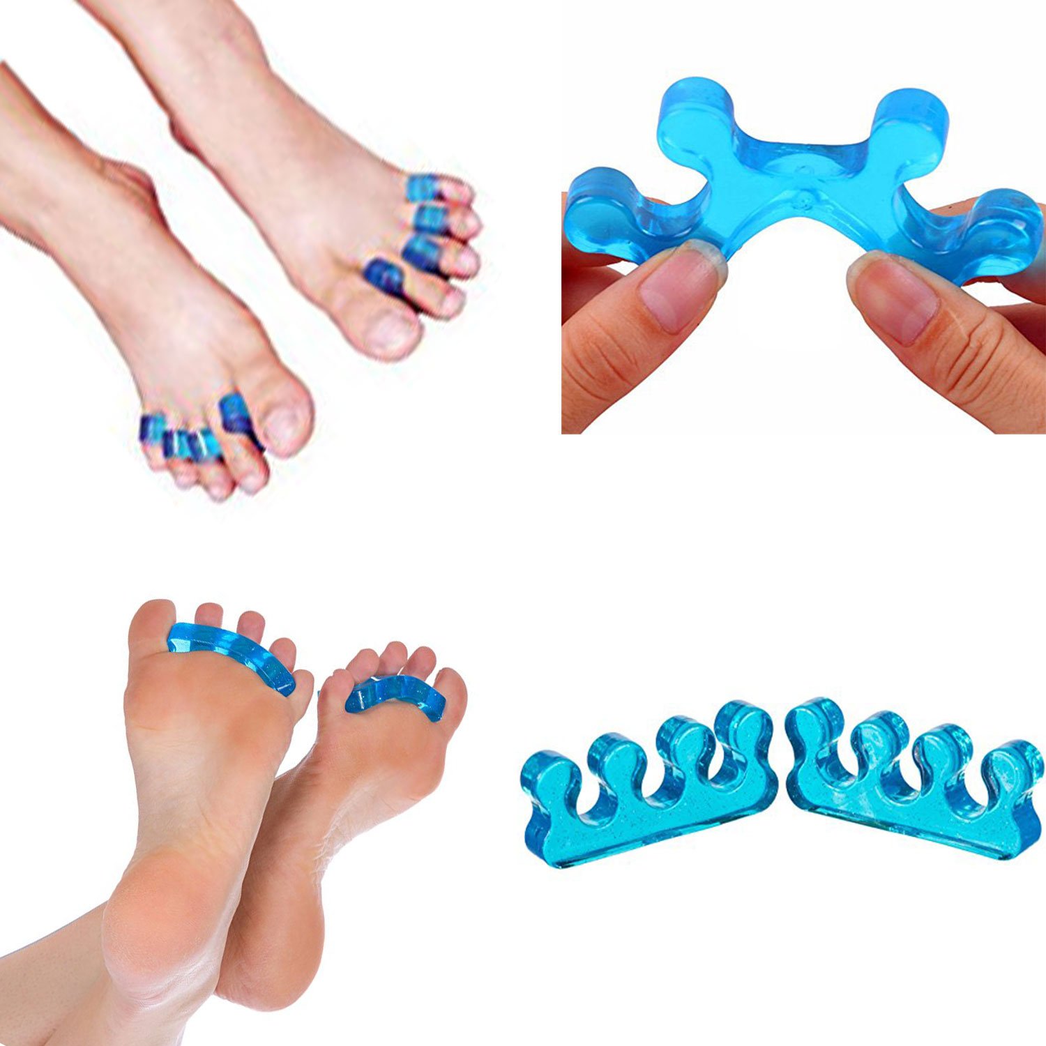 Pedimend żel silikonowy separator palców – separatory palców do nakładających się palców – prostownica do palców – unikaj wyciskania palców – poprawa krążenia krwi – unisex – pielęgnacja stóp (cztery pary)
