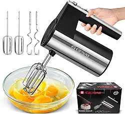 Batedeira, Batedeira Elétrica de Mão110v, 200W, 5 Velocidades, 110-127V, Batedor de Ovos e Massas com Acessórios