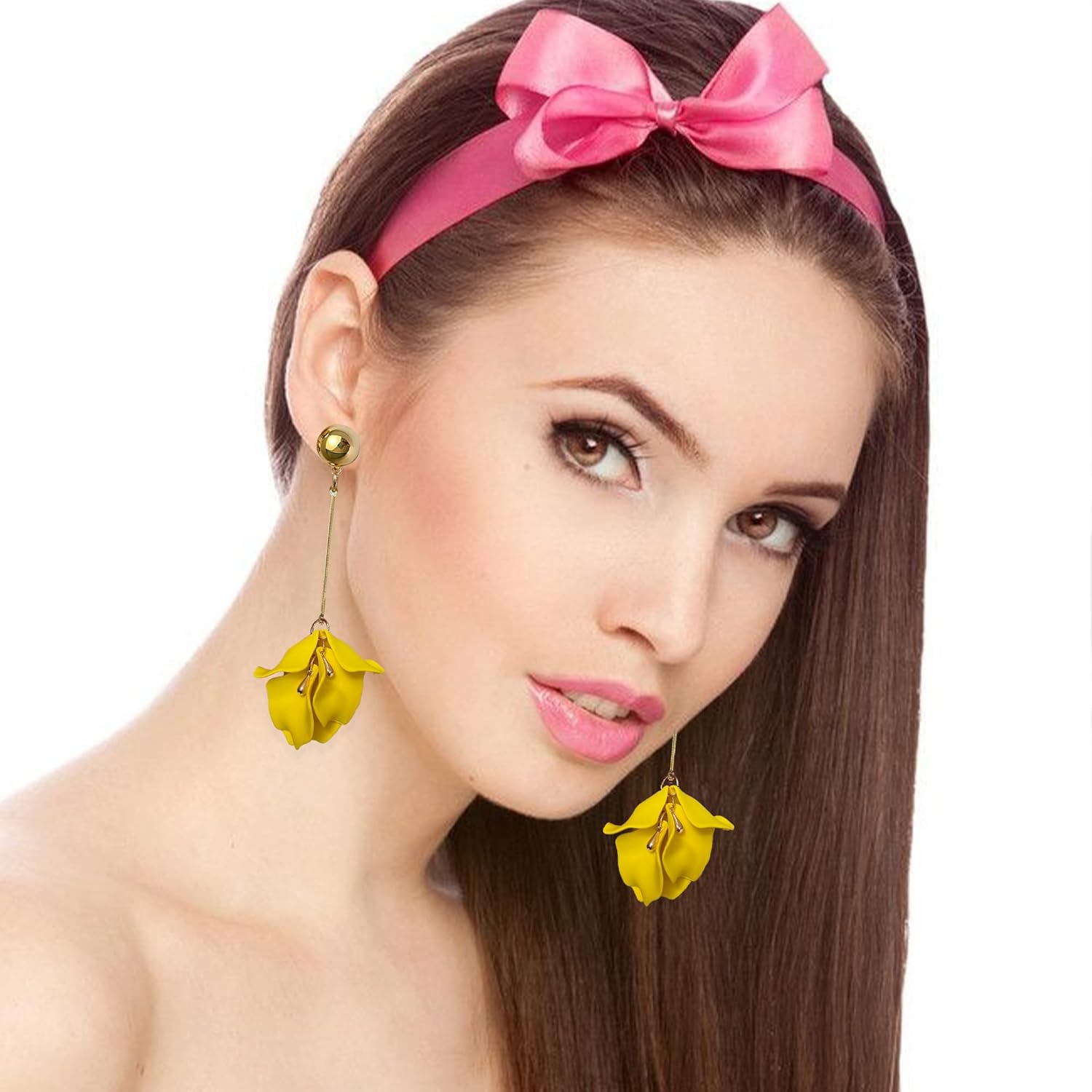 Acrylic Rose Petal Earrings Dangle Exaggerated Flower Earrings Drop Statement Multicolored Floral Tassel Earrings Valentine's Day Bridal Prom Gift - Image 7