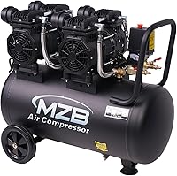 MZB 13.2 Gallon Oil-Free Air Compressor - Ultra Quiet 70dB, 115PSI Steel Tanks for Workshops