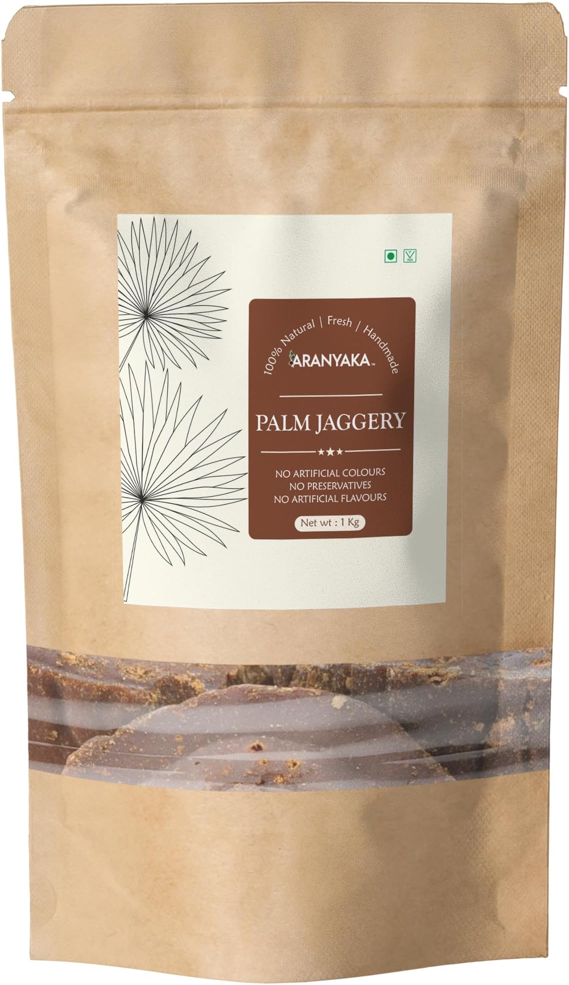 Aranyaka Pure Palmyra Palm Jaggery Blocks (Taad Ka Gud)|1000 Grams|100% Natural (No Added Sugar,No Impurities,No Added Colour,No Added Preservatives)|Karupatti|Panavellam-Palmyra Jaggery (1 Kg)