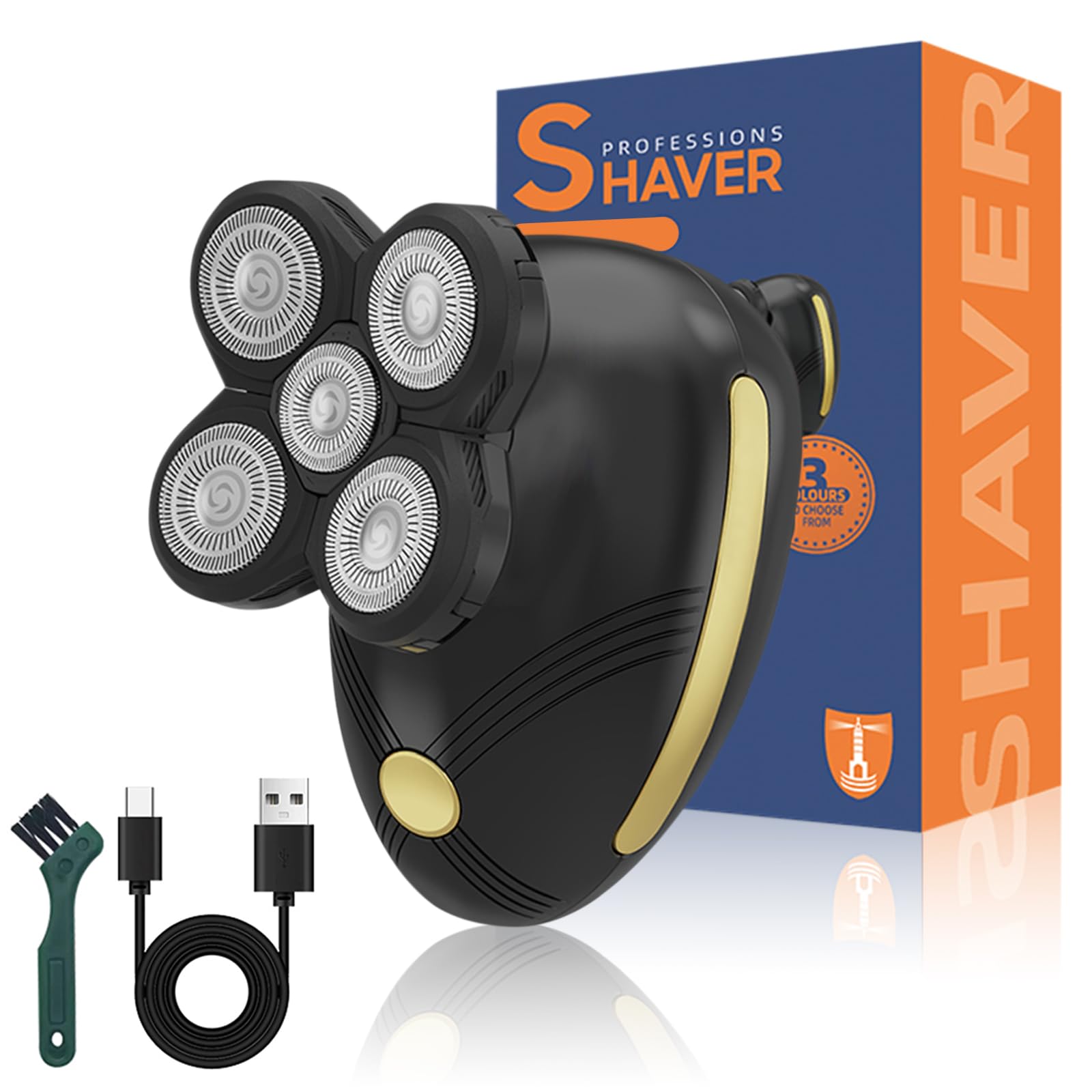 Head Shaver for Bald Men - Electric Rotary Razor Rechargeable - Waterproof 5D Bald Head Shavers 9500 RPM High Speed Fast Shaving Beard Trimmer Type-C Charge for Scalp Face Beard Close Shave