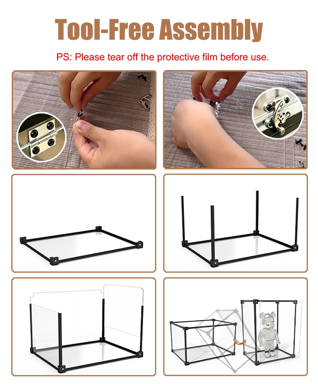 Teca Plexiglass Custodia Organizer Trasparente con Vista a 360°, Cerniera