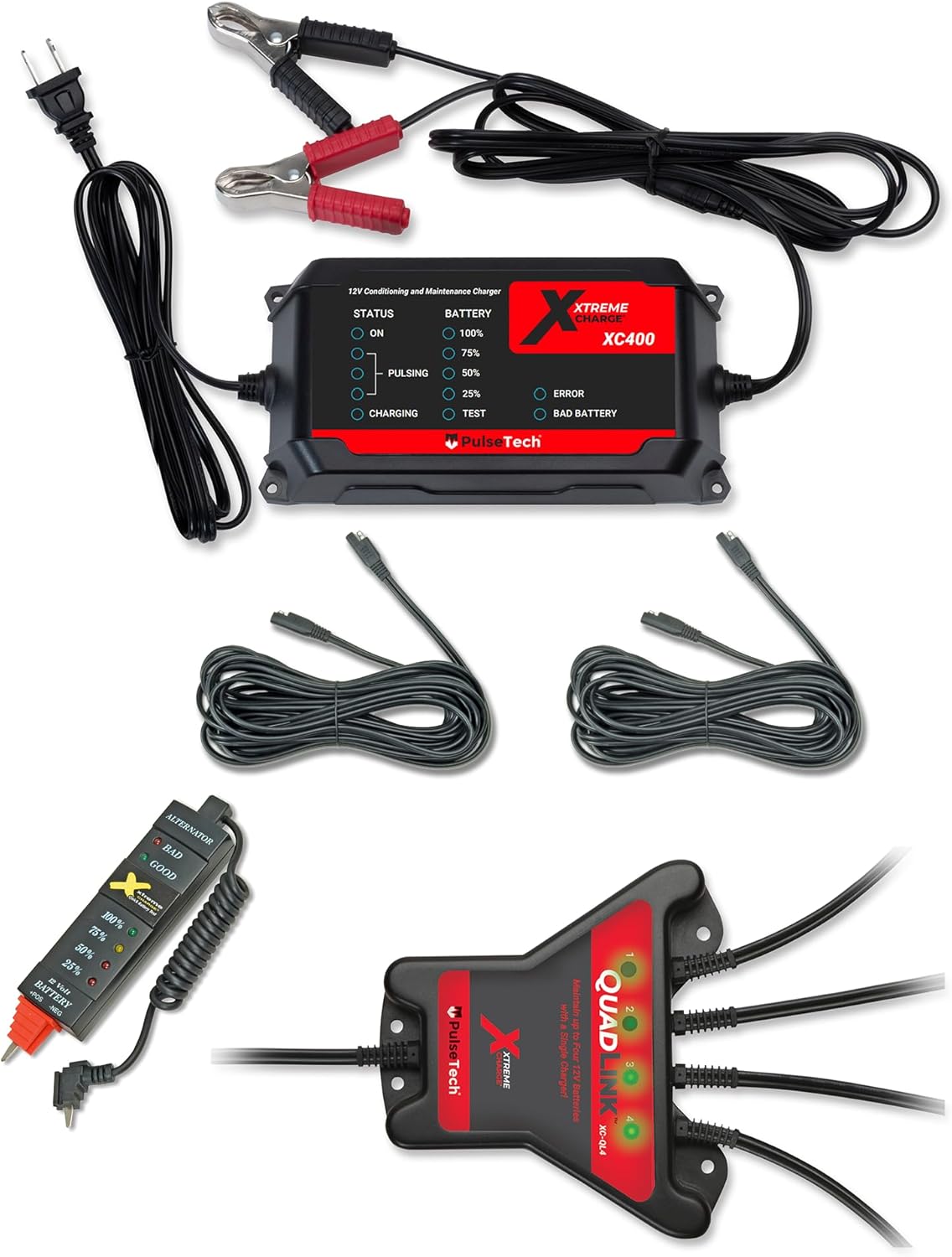 PulseTech 4Station QuadLink 12V Battery Maintenance Kit