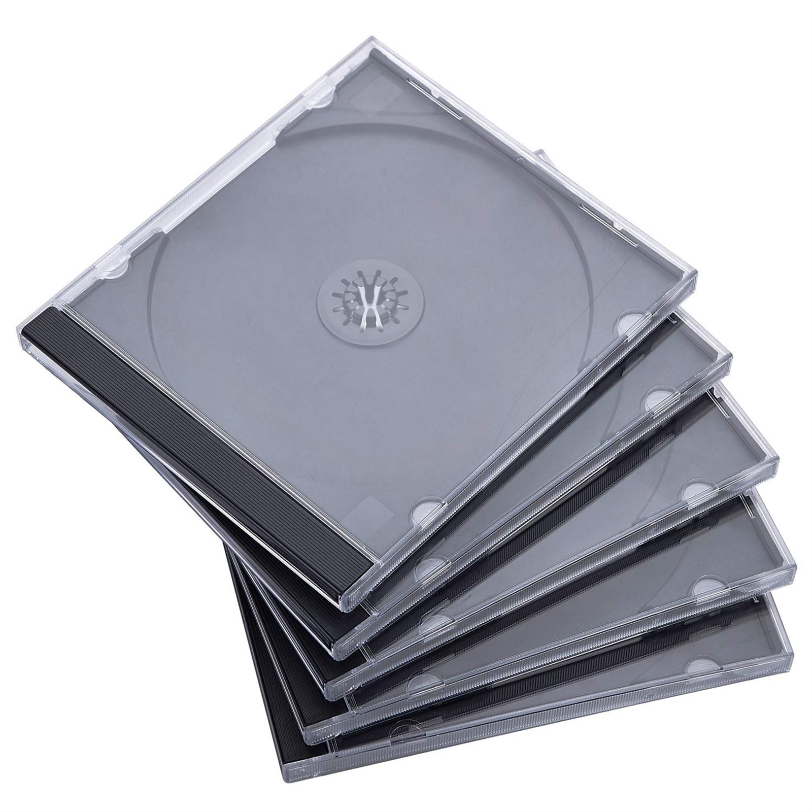 THE WHITE SHOP 10PCS, 10.4 mm Standard Single Clear CD Jewel Case with Assembled Black Tray