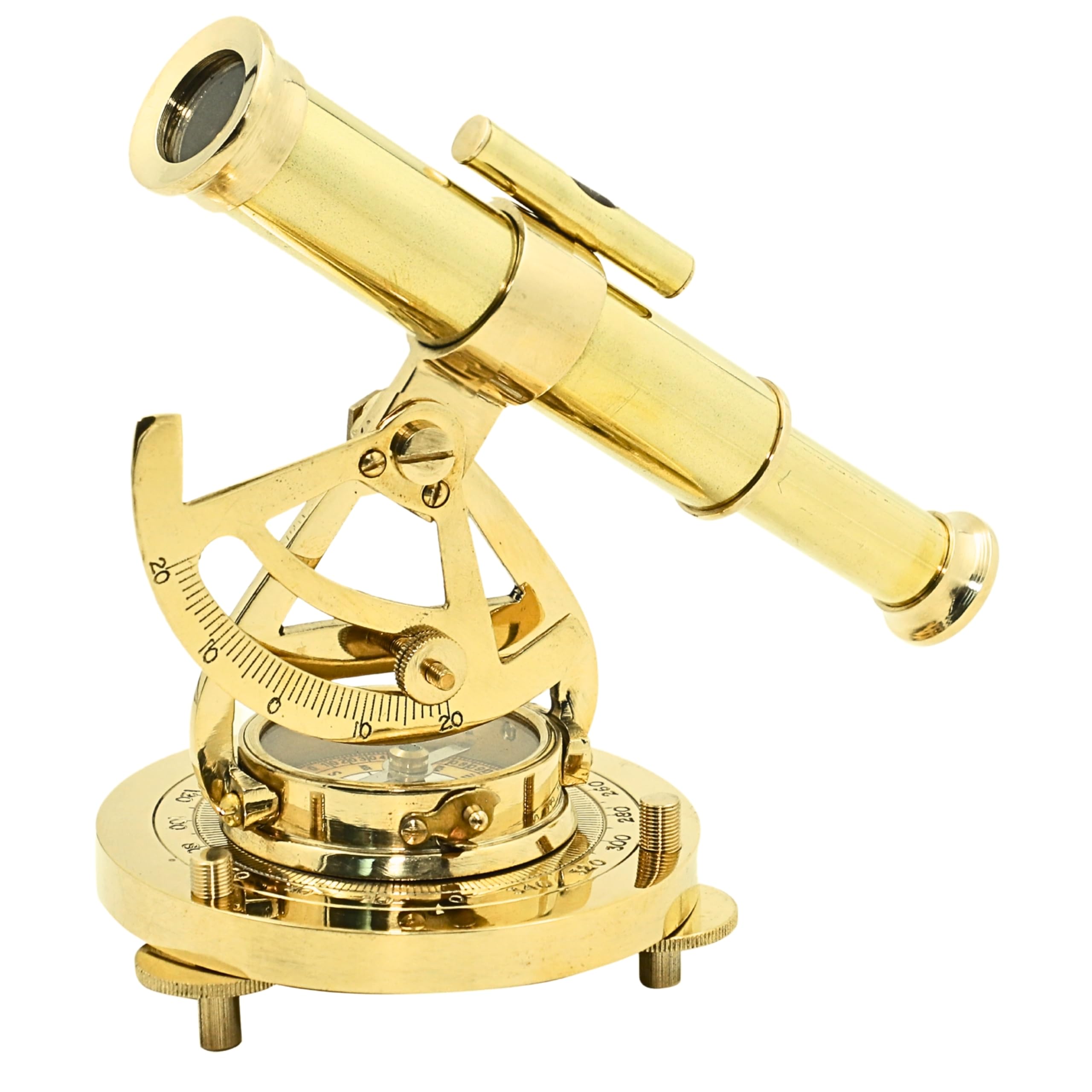 Maritime Poish Brass Alidade Compass & Telescope | Nautical Decorative Alidade Compass Rustic Vintage Home Decor Gifts