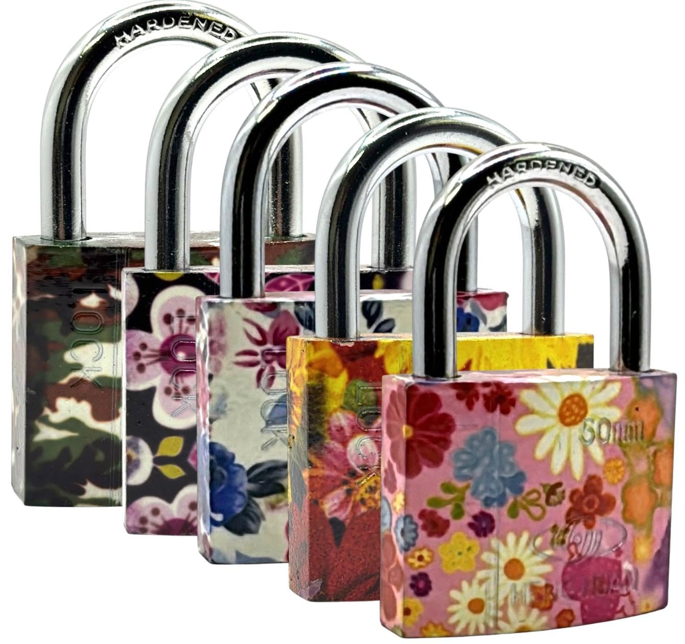 Paulstore Black 50Mm Floral Short Shackle Padlock Security Locker Outdoor Security Padlock 3 Key