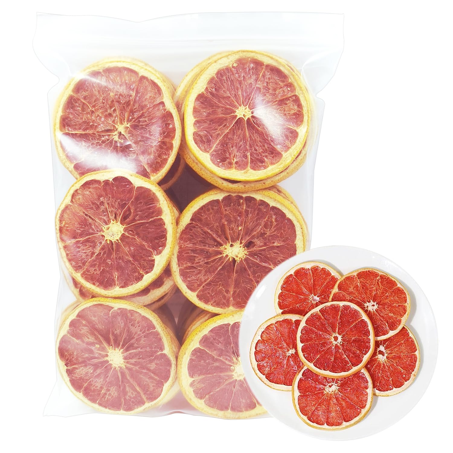 Dried grapefruit slices, naturally dried, preserving original flavor, a new choice for healthy snacks, 3.5 ounces/100g dehydrated fruit, cocktail decoration drink, natural sugar free dried citrus slices - candles/soap/vase filling/indoor Christmas wreath