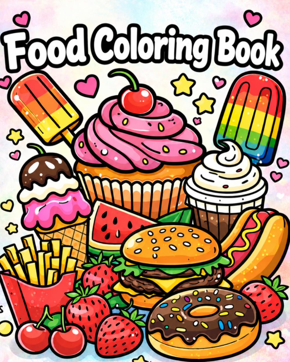 Food Coloring Book for Kids and Adults: Bold and Easy Pages Designed for Alcohol Markers and Satisfying Coloring (Cozy Coloring Books)