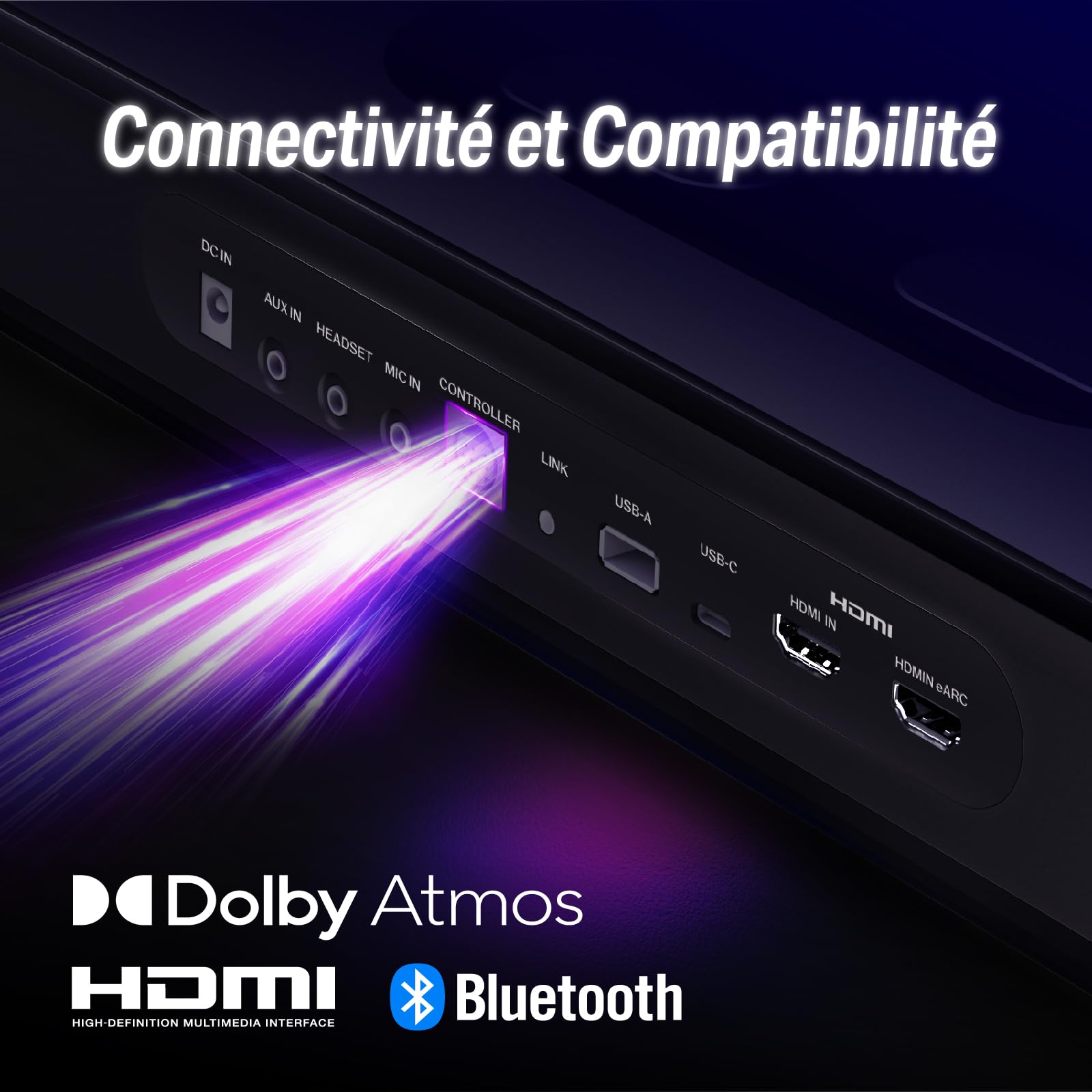 OXS Thunder Pro 5.1.2 Barre de Son de Jeu avec Dolby Atmos, Connexion Bluetooth Multi-Appareils, Caisson de Basses intégré, 3 Modes de Jeu Professsionnels, pour Les PC et Les Consoles de Jeu