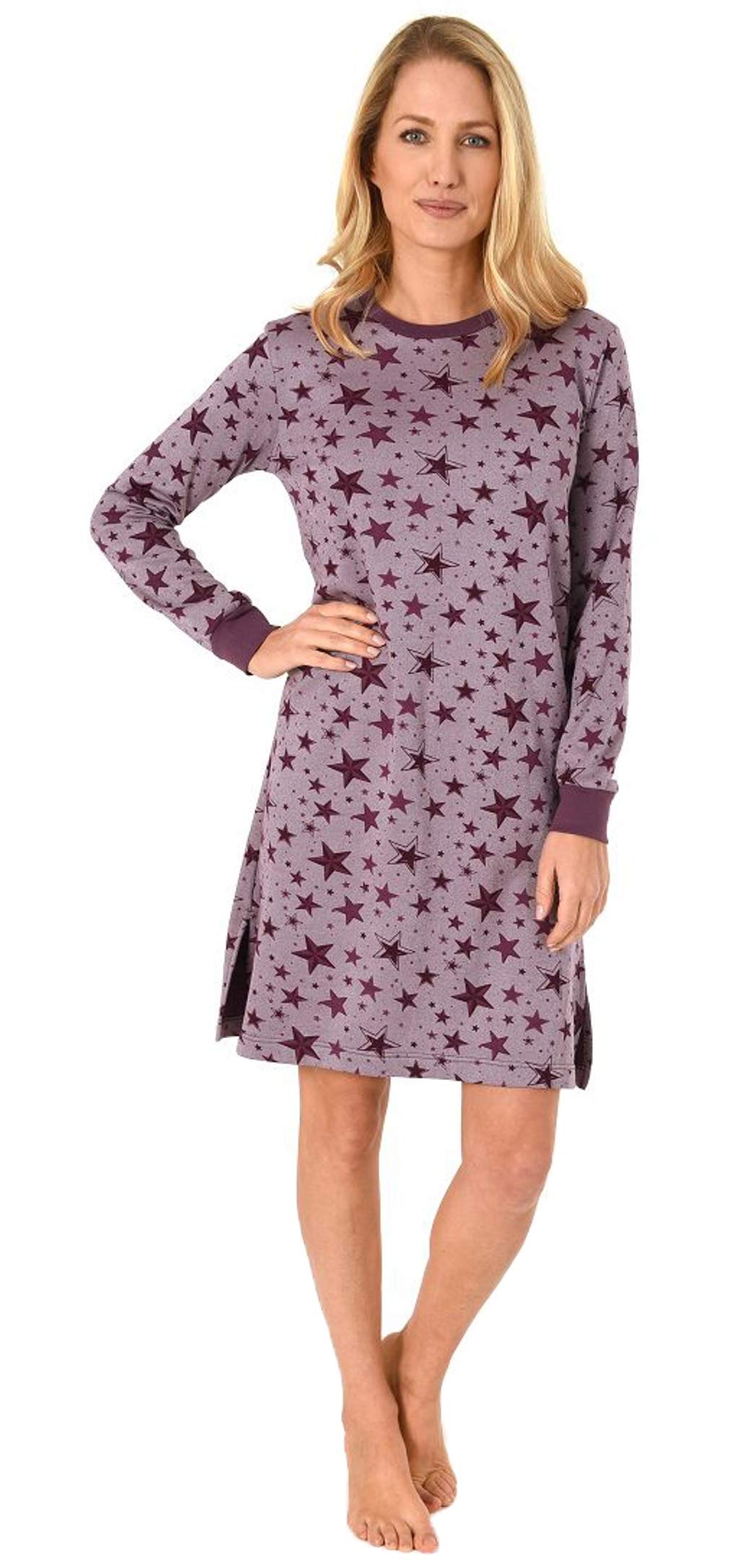 Normann WÄSCHEFRIK – Camisón de Mujer de Rizo con puños para Invierno – Estrellas como diseño – también en Tallas Especiales hasta la Talla 60/62 Frutas del Bosque 60/62