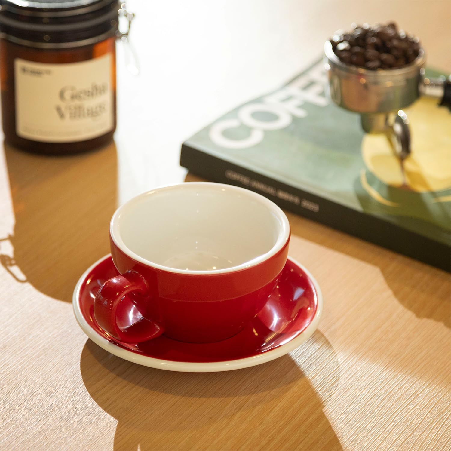 Loveramics 2 Set x 10 oz Latte Art Cup and Saucer (Red + Teal)