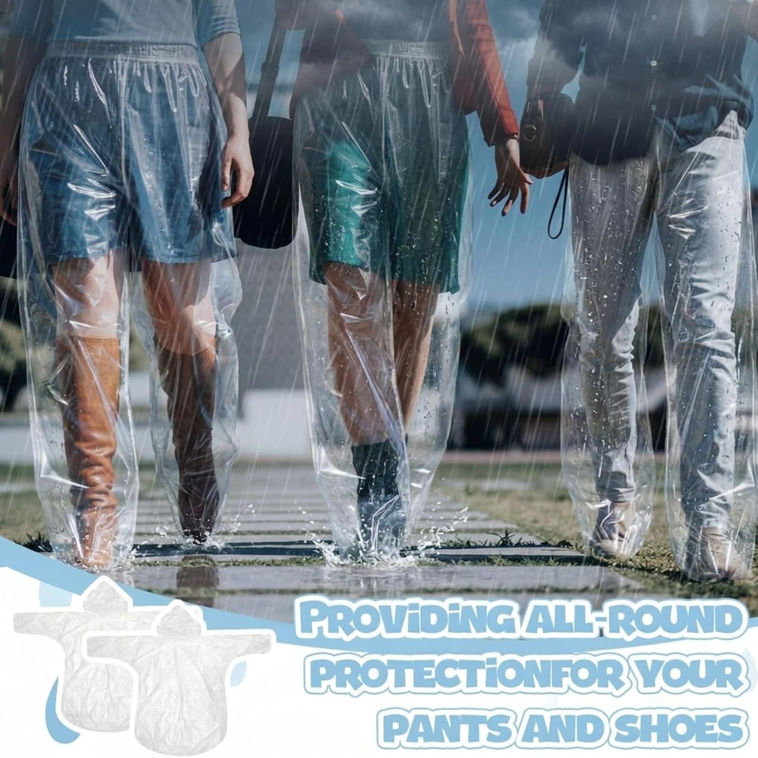 Unittype 12 Set Disposable Raincoat Set Adult Rain Ponchos with Hoods Rain Pants Shoe Cover Clear Emergency Waterproof Suit for Adults Women Outdoor Activities Travel Cycling