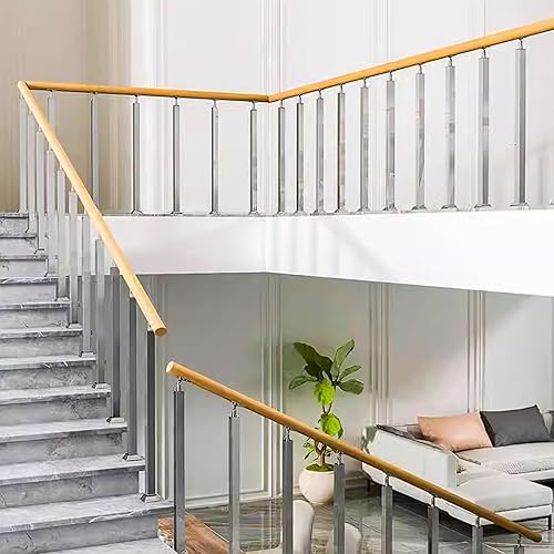 Miniatura 17 de 42/40/38/36/34in Square Stair Baluster Posts- 270° Adjustable Metal Railing Spindles with Flat Bracket Base and Screws Kits; Iron Posts are Suitable