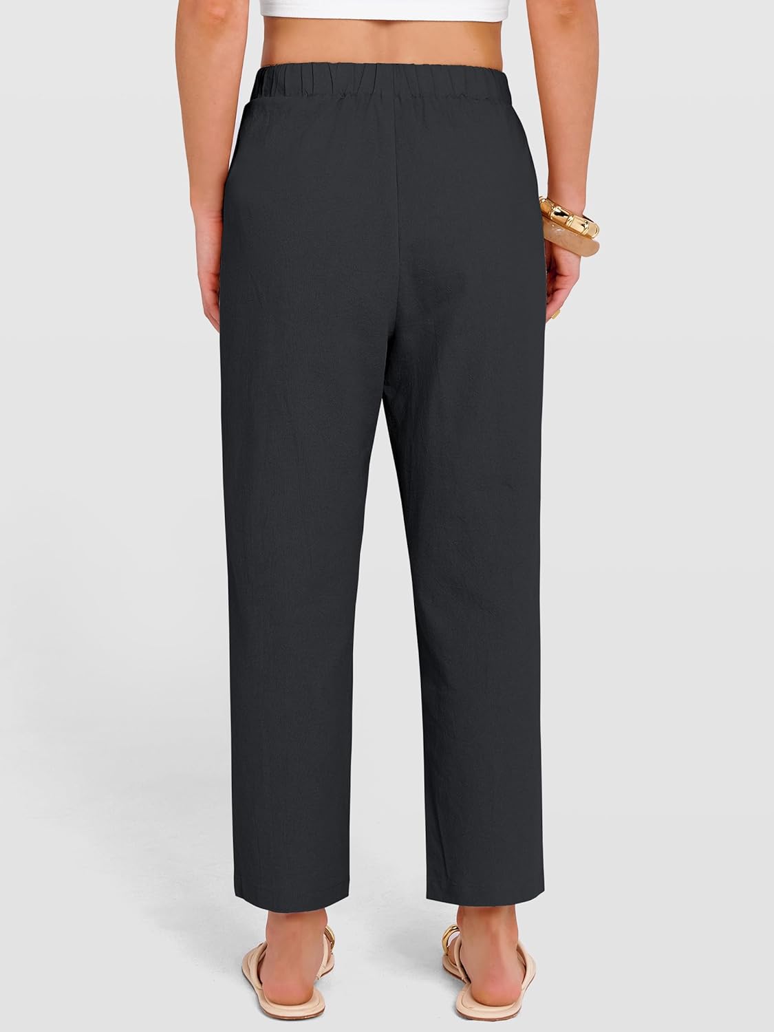 ANRABESS Womens Capri Pants 2026 Summer Casual Elastic High Waisted Lounge Cropped Tapered Ankle Beach Trousers Work Outfits - Image 4