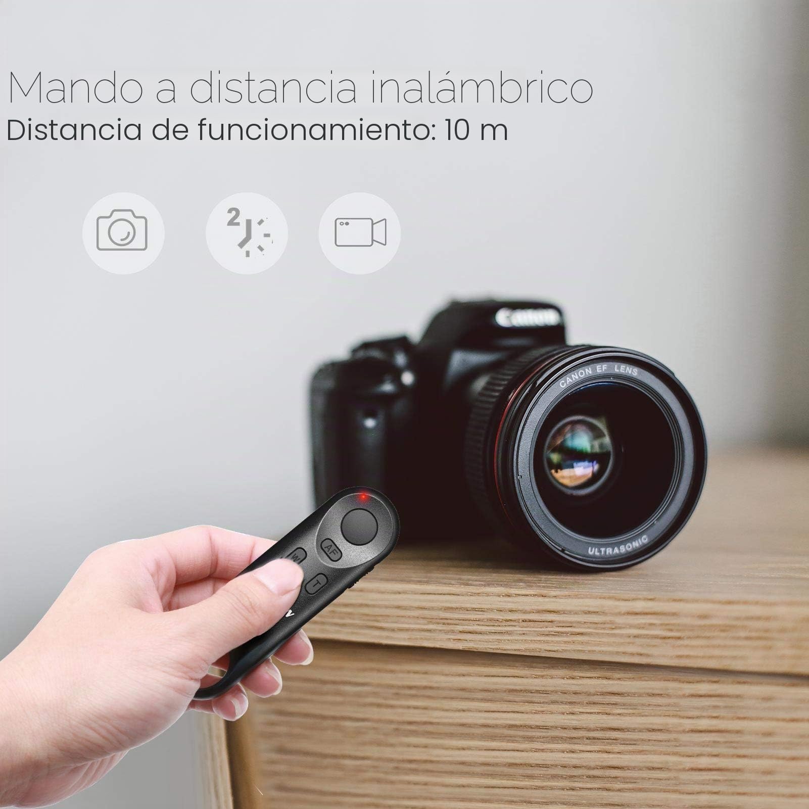 AODELAN Control Remoto inalámbrico Controlador Disparador BR-E1A Mando a Distancia para Canon EOS R, EOS RP, R5, R6, 6D Mark II, 77D, 850D, 800D, 200D, M50, 90D, M6 Mark II