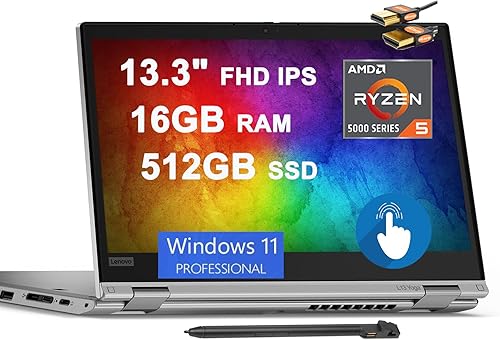 Lenovo ThinkPad L13 Yoga Gen2 2 en 1 Laptop de 13.3 pulgadas FHD IPS pantalla táctil AMD 6-Core Ryzen 5 PRO 5650U (i7-1165G7) 16GB RAM 512GB SSD
