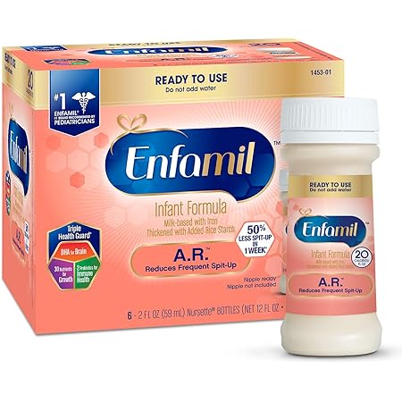 Amazon Com Enfamil A R Ready To Feed Infant Formula Clinically Proven To Reduce Spit Up In 1 Week 2 Fl Oz Nursette Bottles 6 Count Omega 3 Dha Iron Thickened With