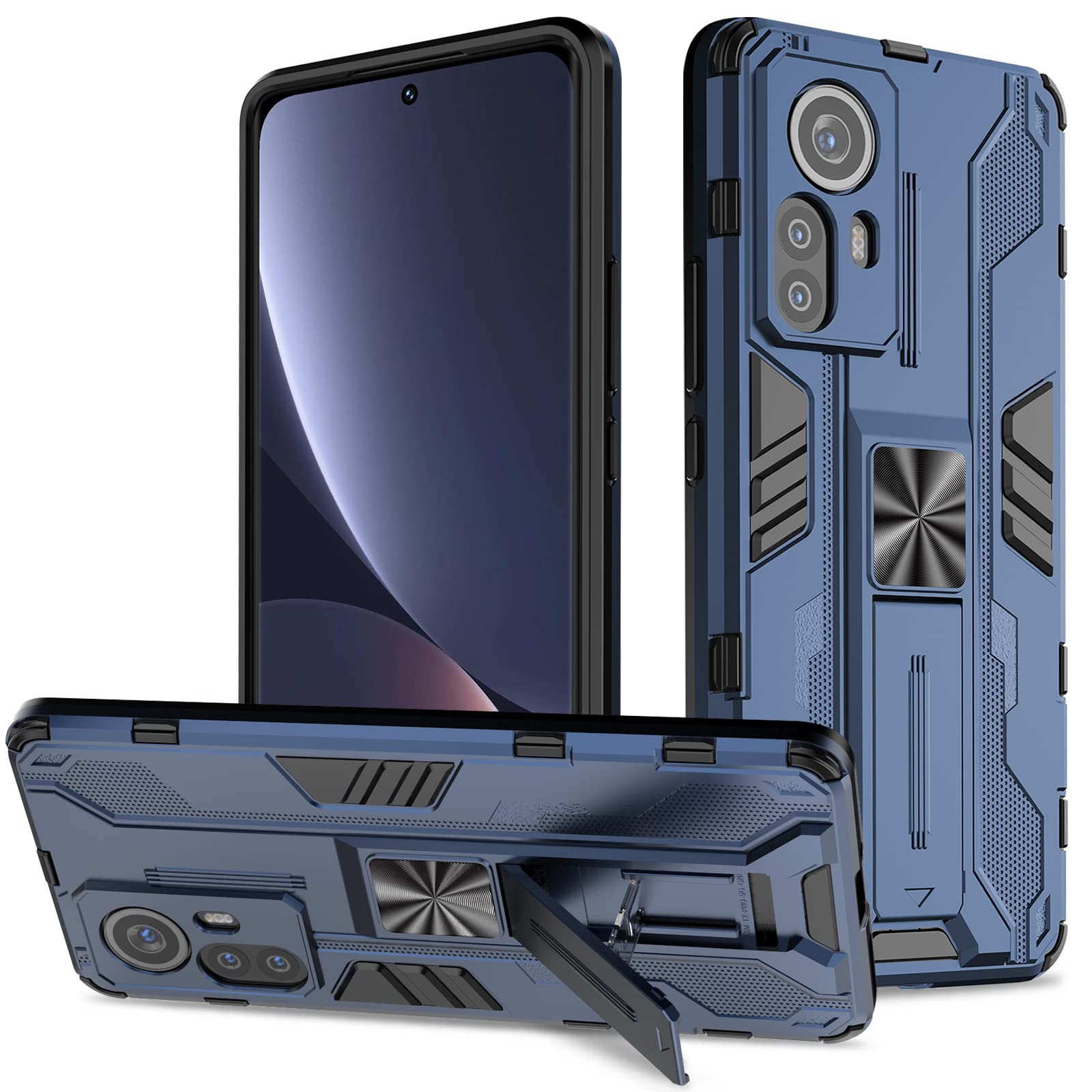 Funda para Samsung Galaxy A13 4G con Cristal Templado Protector Pantalla, Carcasa Antigolpes con Soporte anular metálico, Case Protectora de Grado Militar, Negro — view 180