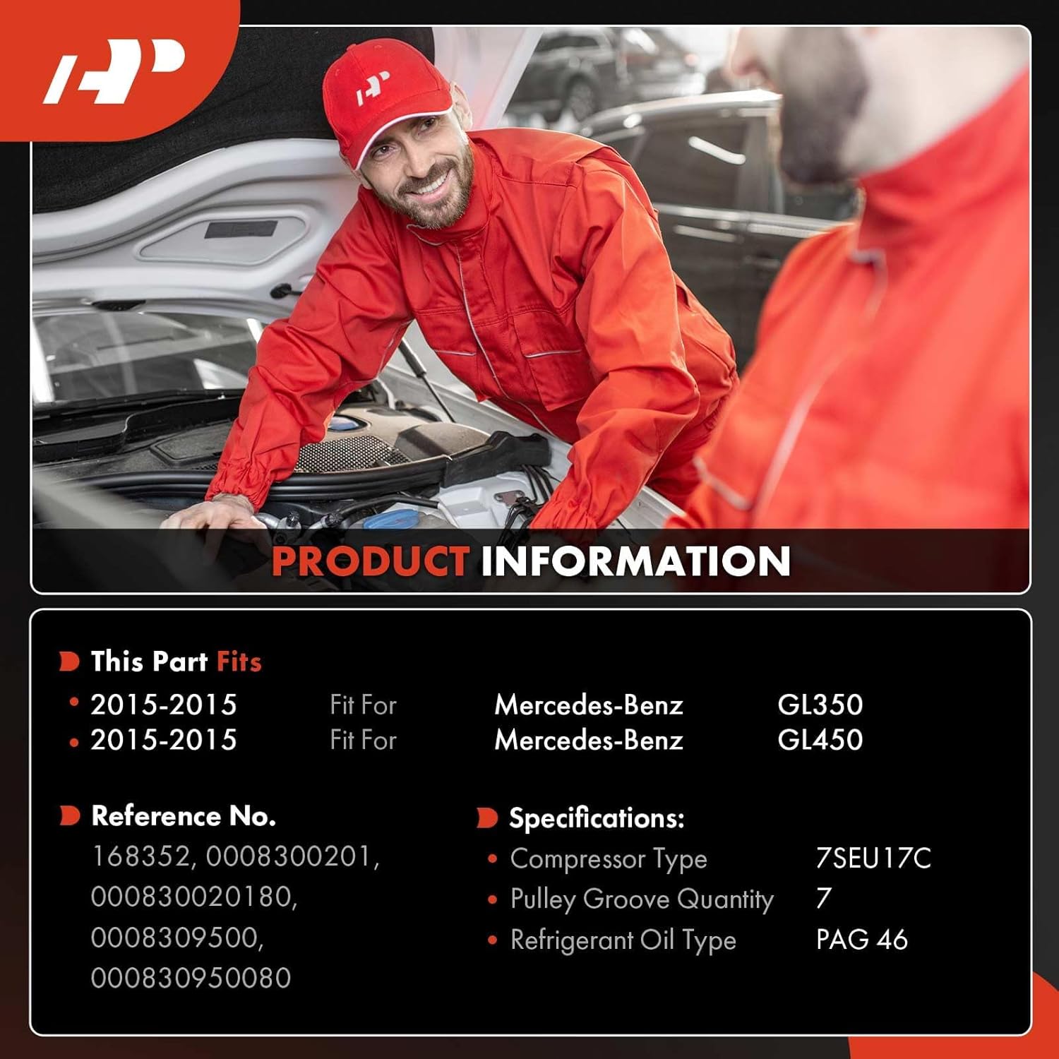 a-premium air conditioner ac compressor with clutch compatible with mercedes-benz x166 series gl350, gl450, 2015, 3.0l