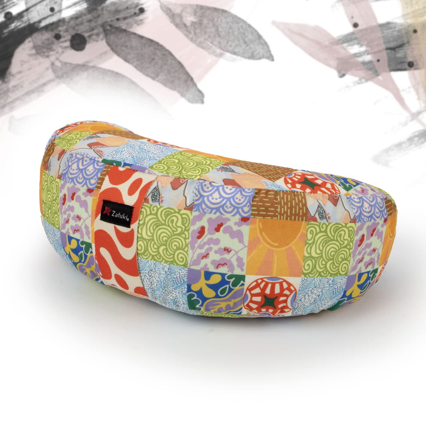 Zafu media luna DESENFUNDABLE ESTAMPADO MOZAIKU - cojín para meditación y yoga
