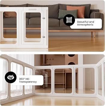 Gardner Pet Acrylic Pet Playpen, 10 Panel White, 61cm H | Transparent Dog Pen Indoor with Door, Puppy Pen Easy Assemble & Cleaning, Transparent Dogs Fence, Suitable for Puppy/Cat
