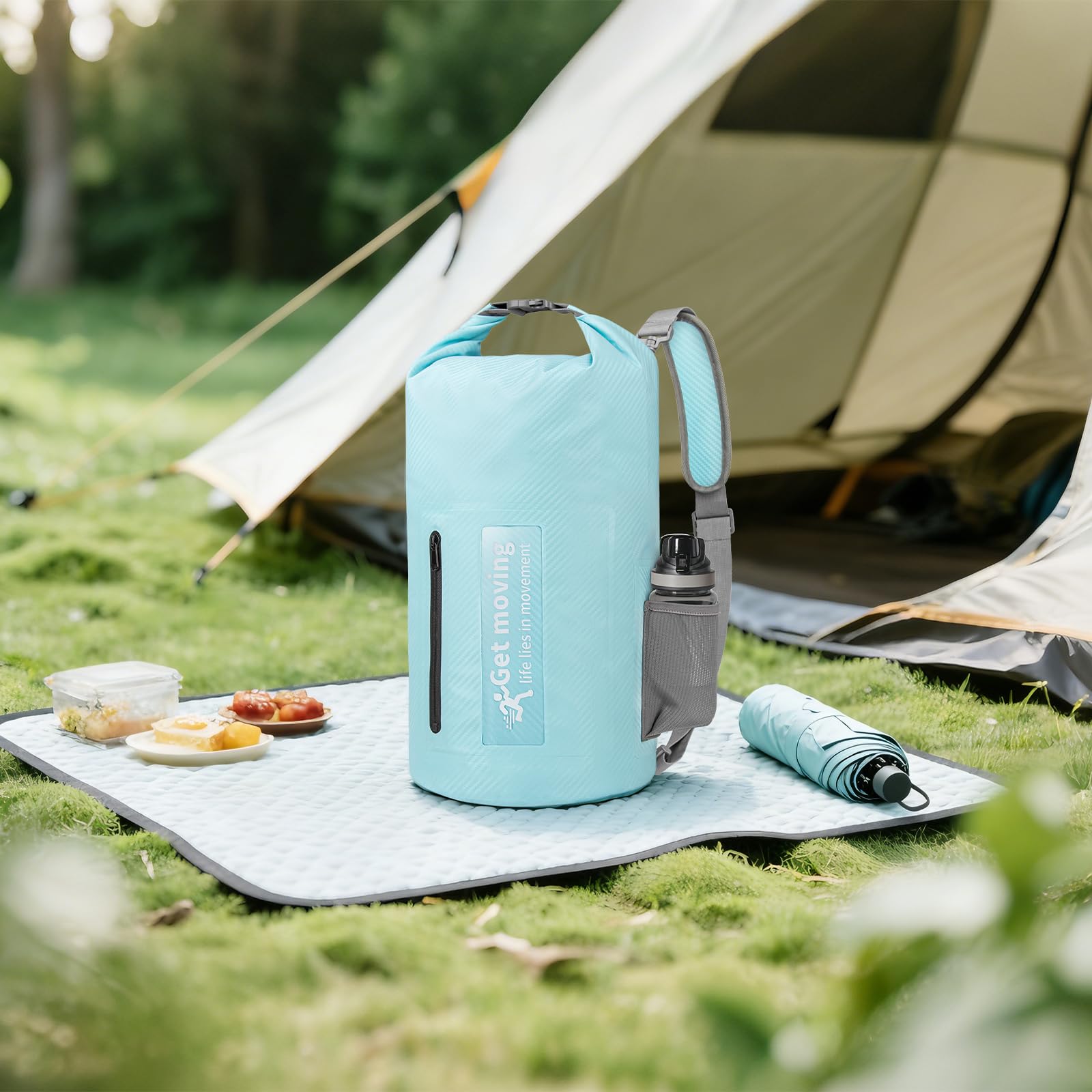Dry Bag wasserdichte Tasche 20L Leicht RollTop Wasserdichter Rucksack Outdoor Groß Wasserfester Packsack Seesack mit Schultergurt für Kajak Rafting Schwimmen Baden Angeln