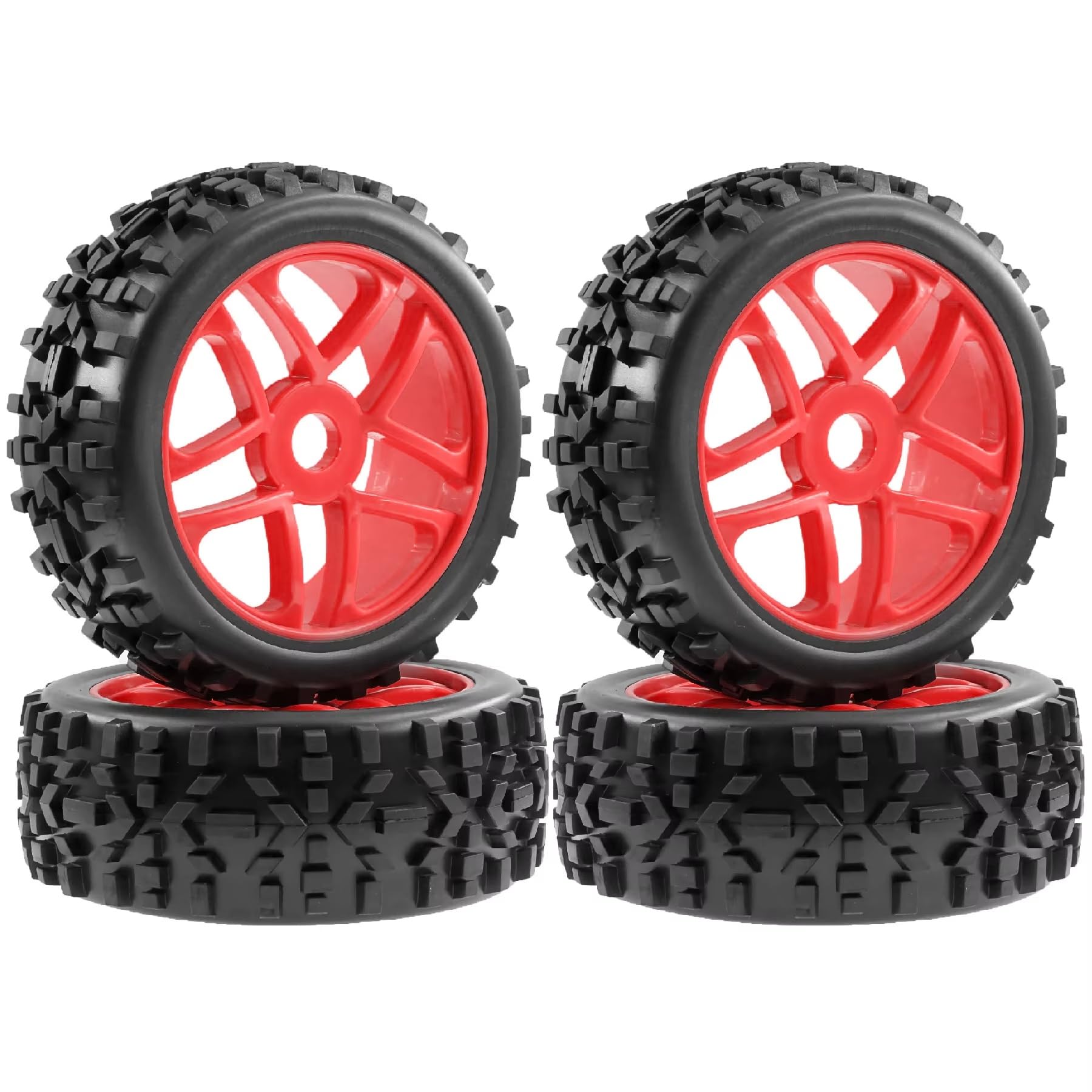 RC Pneus Jante Compatible avec HSP pour HPI pour Kyosho pour Redcat pour Traxxas Voiture RC Tout-Terrain À L'échelle 1:8 pour Buggy : 4 Pneus, Jantes Hexagonales De 17 Mm