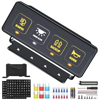 4 Gang Wireless Switch Panel - Multifunction Remote Control Offroad Switch Box, Toggle Switch with 4 Modes Memory Function Circuit Control Relay System Box for Truck SUV ATV UTV Car