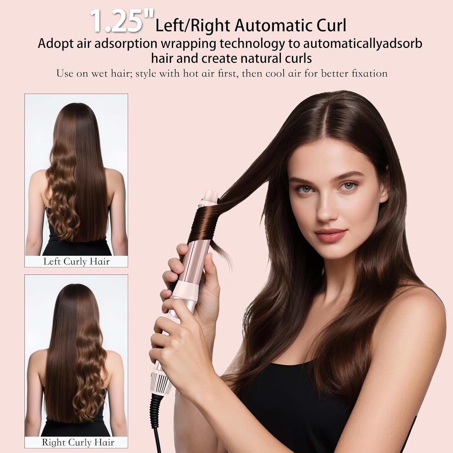 6 in 1 Hot Air Wrap Hair Styler - 110,000 RPM High-Speed Hair Dryer Brush with Auto Curlers, Fast Drying & Frizz-Free Styling, No Heat Damage, Volumizing and Hot Thermal Brush with Travel Bag for Curling Volumizing Straightening Styling - Image 4