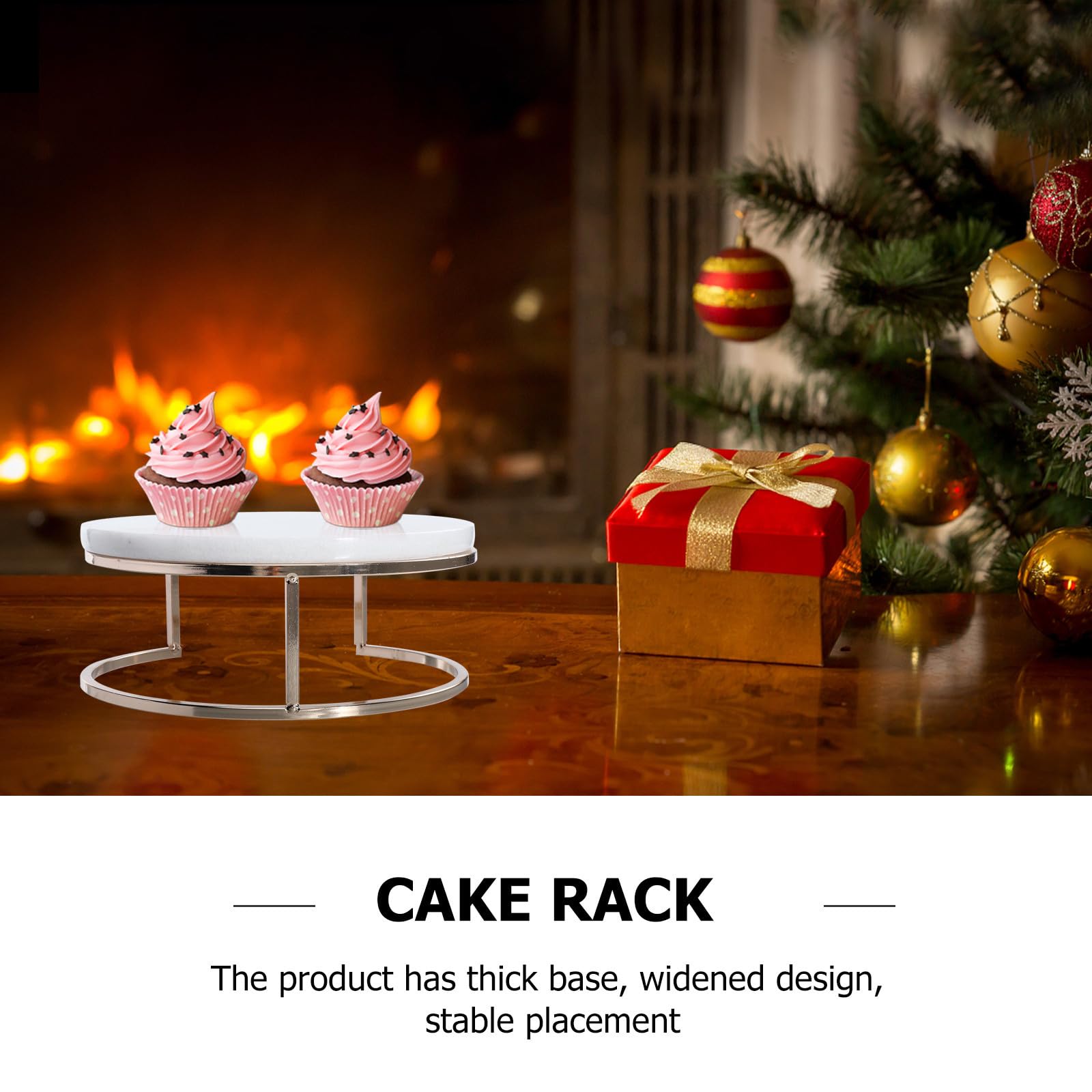 SEWACC Présentoir à Gâteaux en Marbre, Support à Gâteau Stable, Plateau à Gâteau de Mariage, Blanc, Base Épaisse Élargie, Métal, Réutilisable et Facile à Nettoyer, pour Cupcakes et
