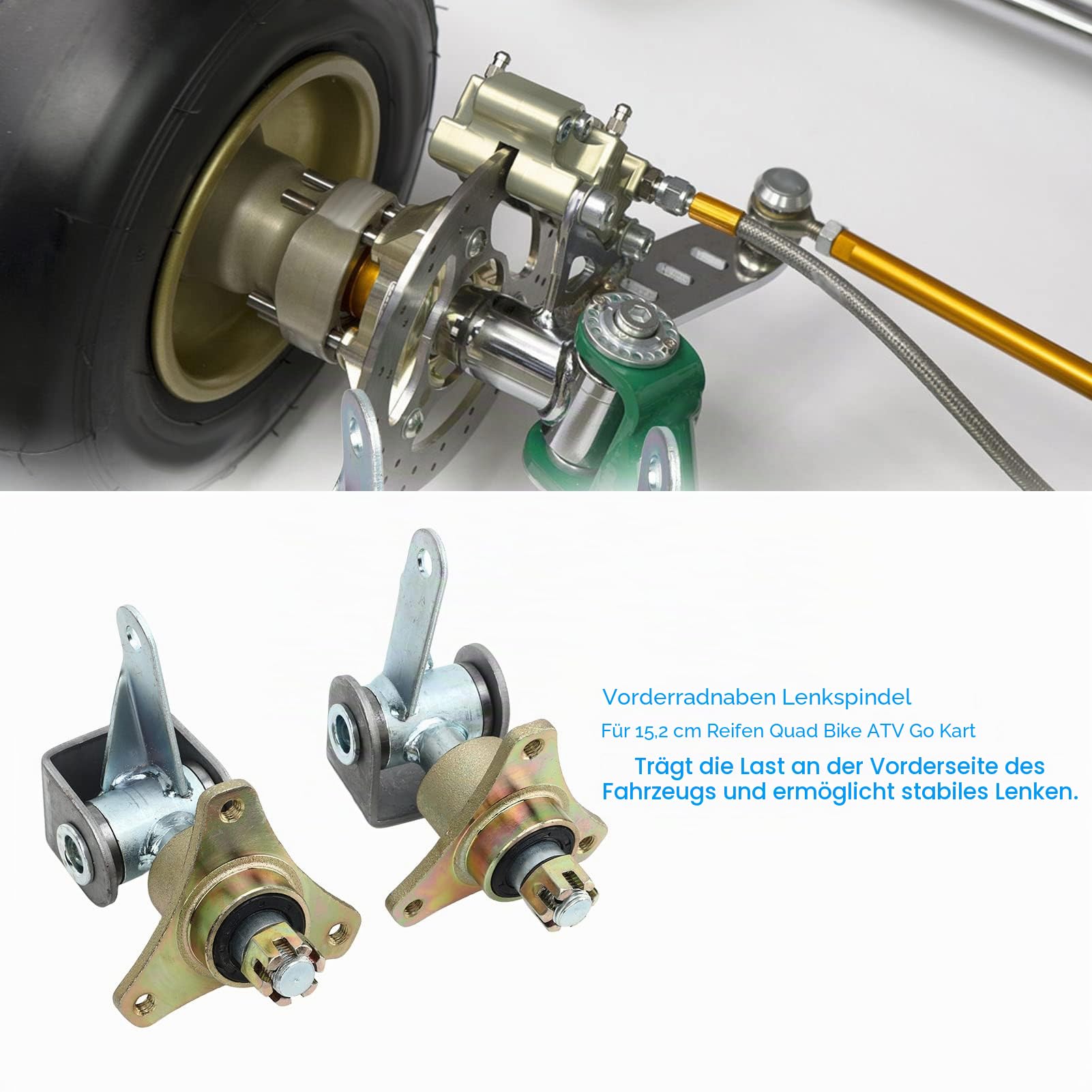 17mm 3 Bolzen Radnabenlagerflansch Radnaben-Lenkspindel Vorderradnaben-Lenkspindel Stahllegierung Achsschenkelspindel für 6-Zoll-Reifen, Quad, ATV, Gokart