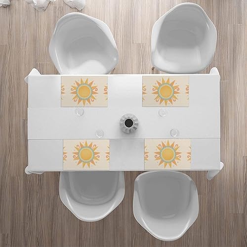 Miniatura 7 de Rectangular Placemats Set of 4, Heat Resistant Art Deco Sunshine Printed Kitchen Dining Table Mats