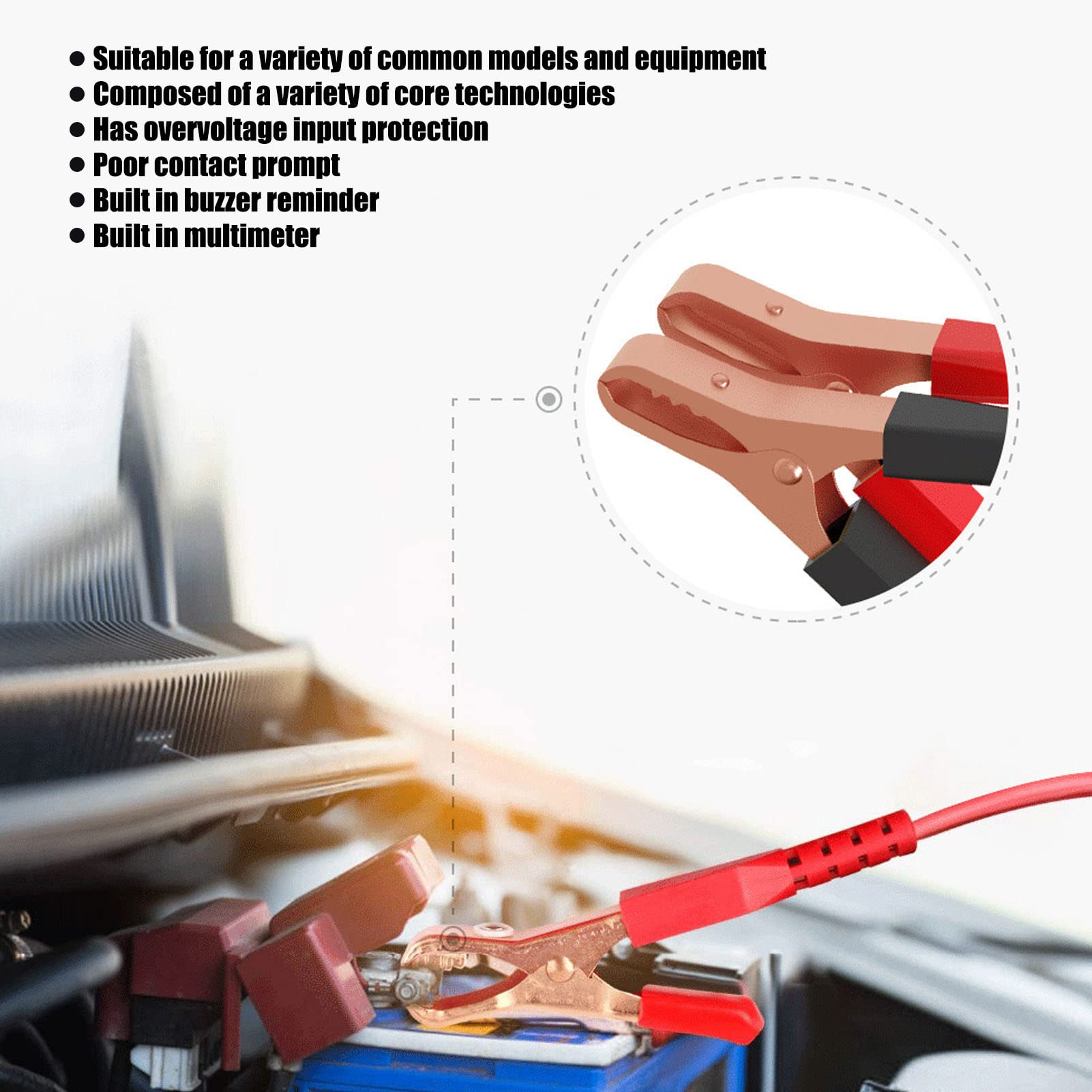 Analizator akumulatorów SustVita 6V 12V 100-2000CCA, przenośny tester akumulatorów samochodowych i narzędzie diagnostyczne do zastosowań przemysłowych i motoryzacyjnych