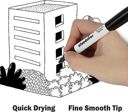 Miniatura 6 de cloudriver Marcadores permanentes, juego de 148 marcadores permanentes negros, punta fina, marcadores permanentes a granel para trabajar en madera,