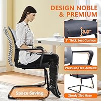 Vista 5 de CLATINA Silla de oficina para invitados con soporte lumbar y respaldo medio de malla serie Space Air Grid para recepción o sala de conferencias, Gris