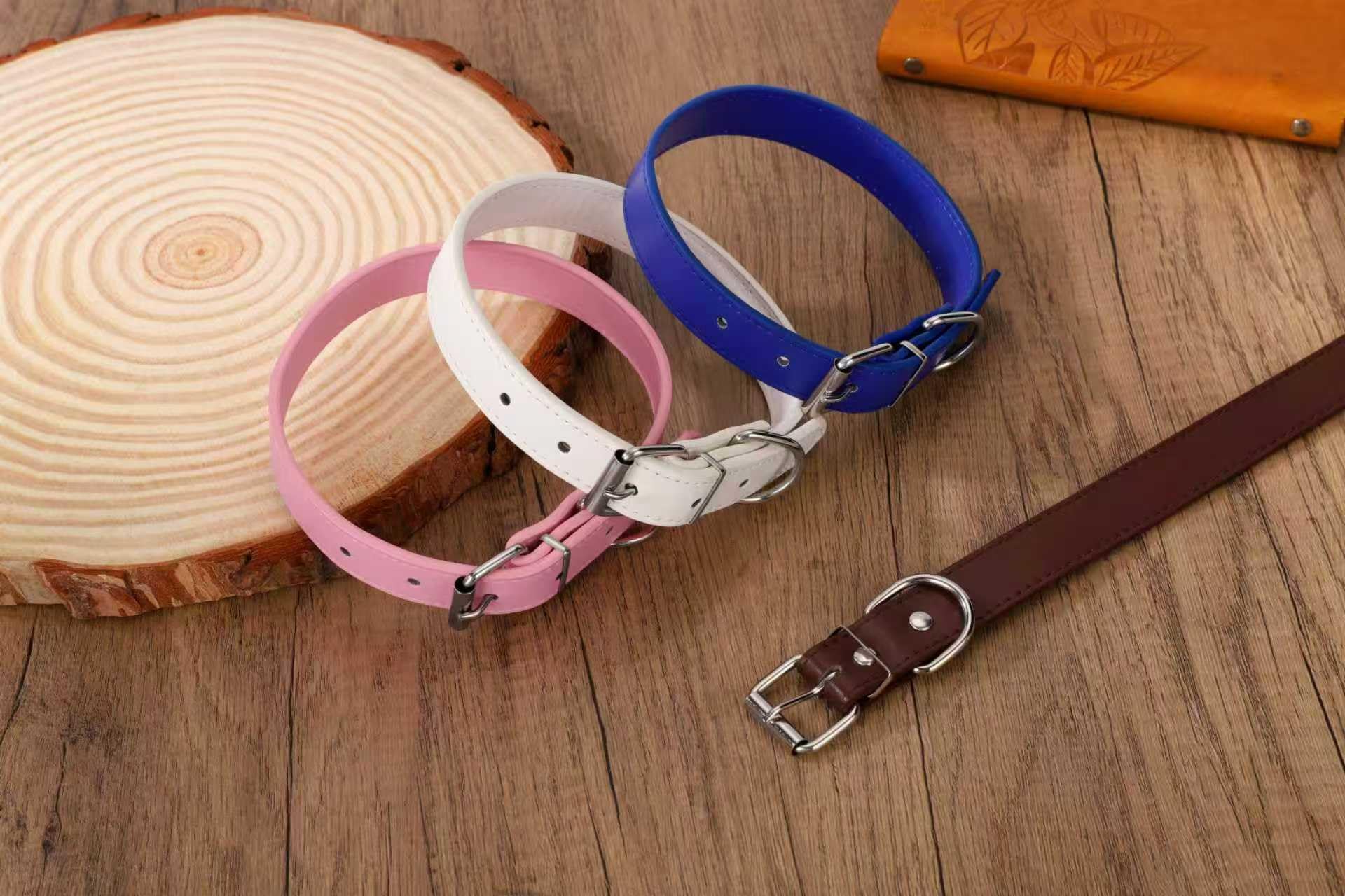 Hundehalsband aus weichem Leder, für kleine, mittelgroße und große Hunde, bequem und verstellbar (Breite: 1,9 cm für Hundehals: 25,4 - 35,6 cm, Rosa, M)