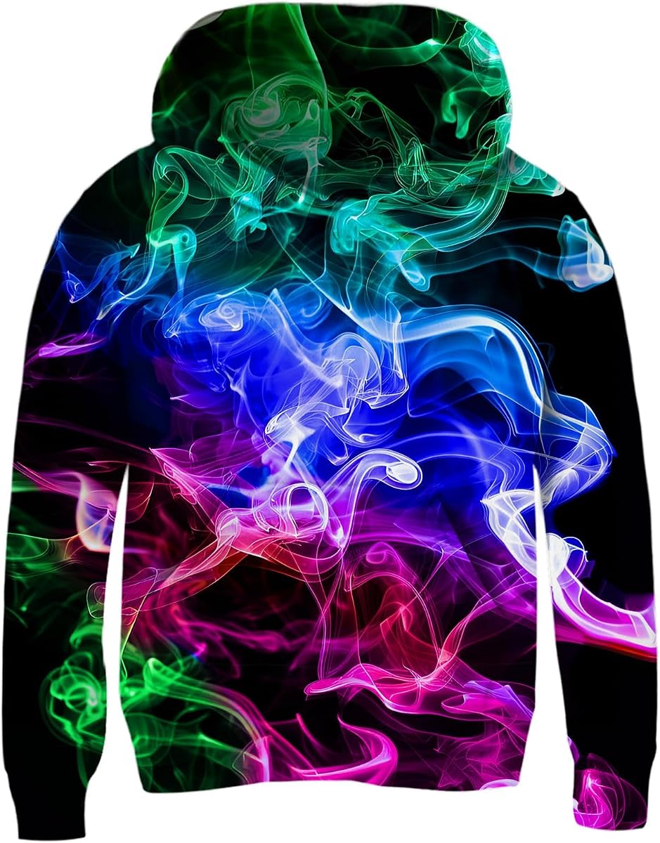 Idgreatim Boys Girls Hoodie Kids 3D Graphic Hooded Sweatshirt for 6-16 | Novelty Print Clothes Warm Thick Fleece Outfits for Spring Autumn Winter Daily Wear