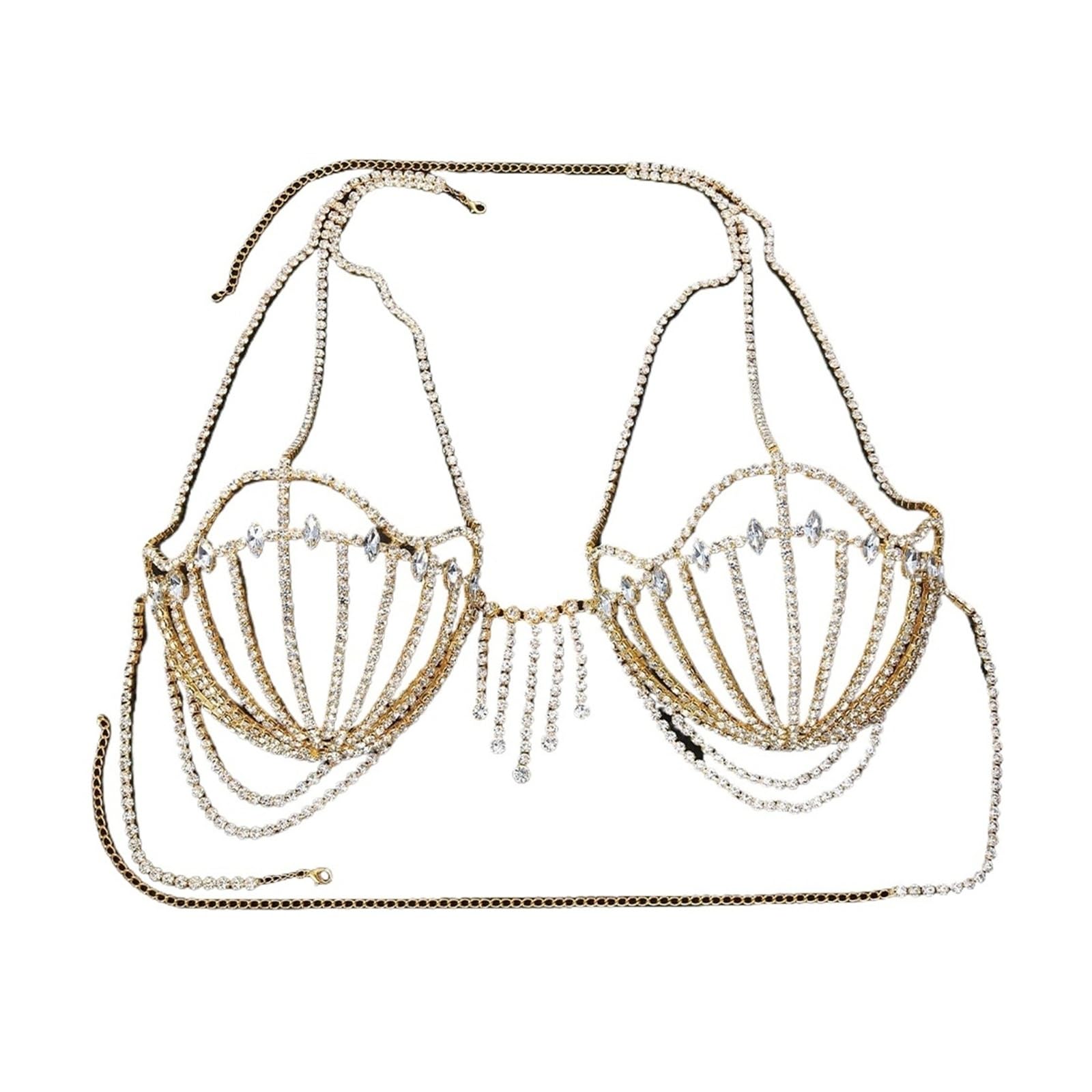 Strass Muschel Brust Kette Sexy Bikini Body Damen Mode Muschel Zubehör