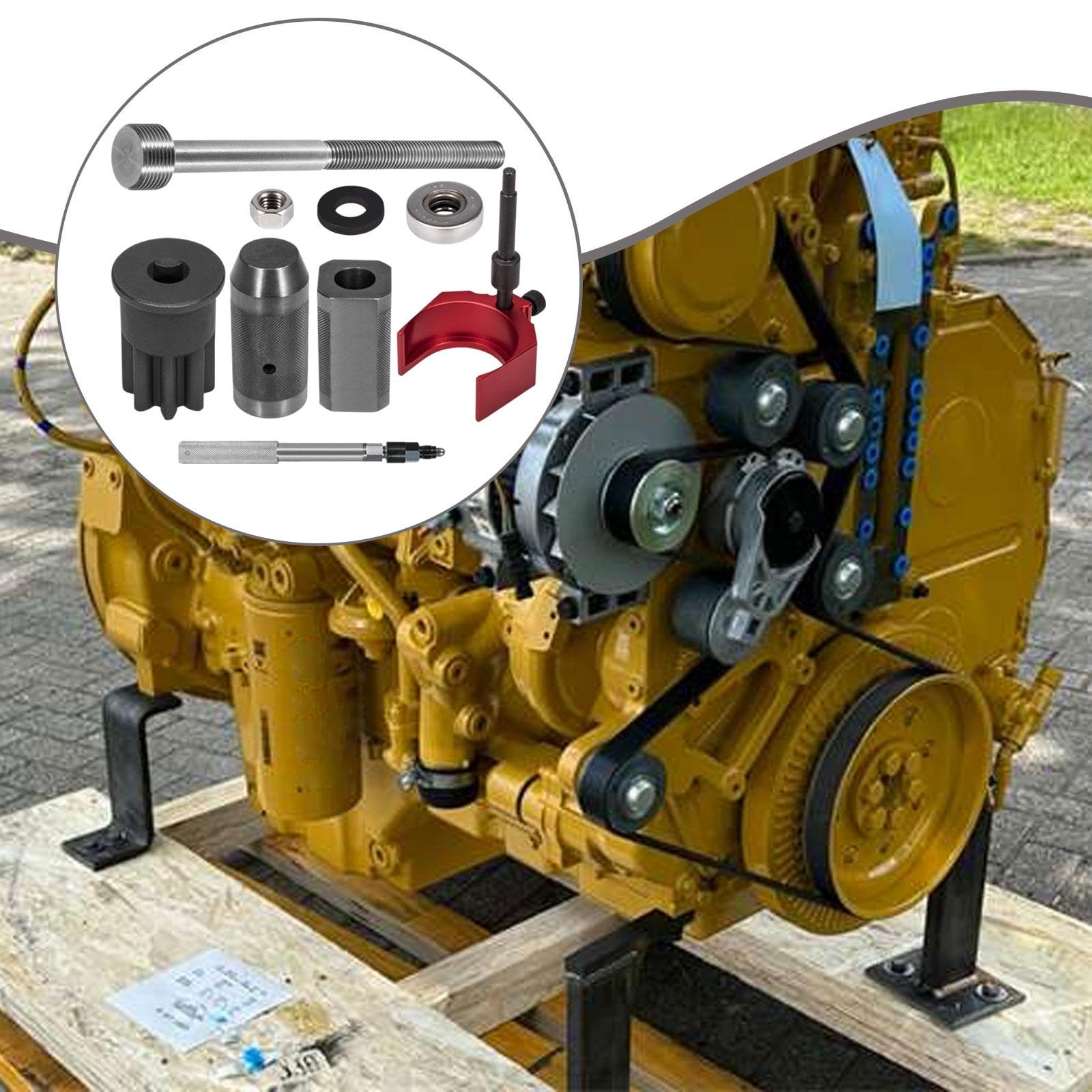 Set di 9 attrezzi per la rimozione della tazza dell'iniettore e l'installazione, per riparazione motori diesel Caterpillar 3406E, C-15, C-16