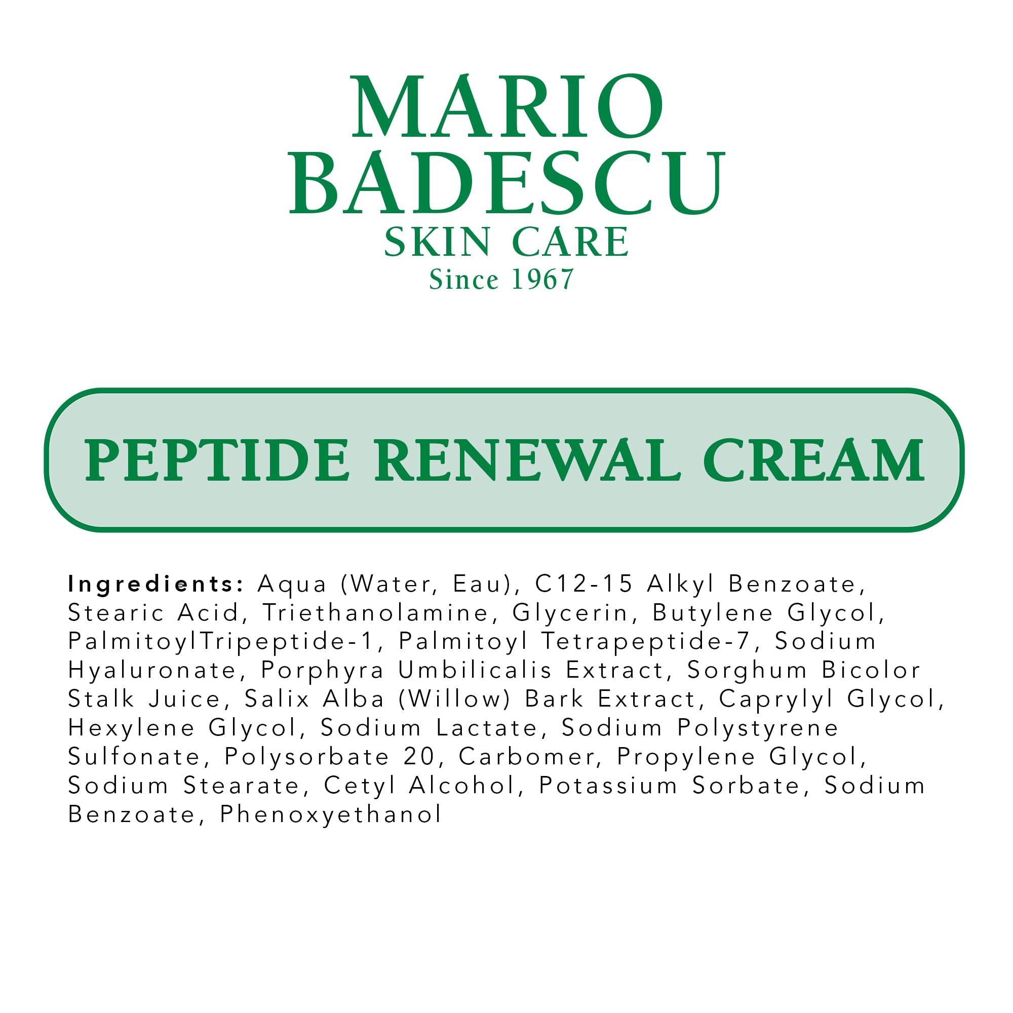 Mario Badescu Peptide Renewal Cream for Combination, Dry and Sensitive Skin | Anti-aging Face Cream Formulated with Palmitoyl Tripeptide-1 & Sodium Hyaluronate | 1 Ounce