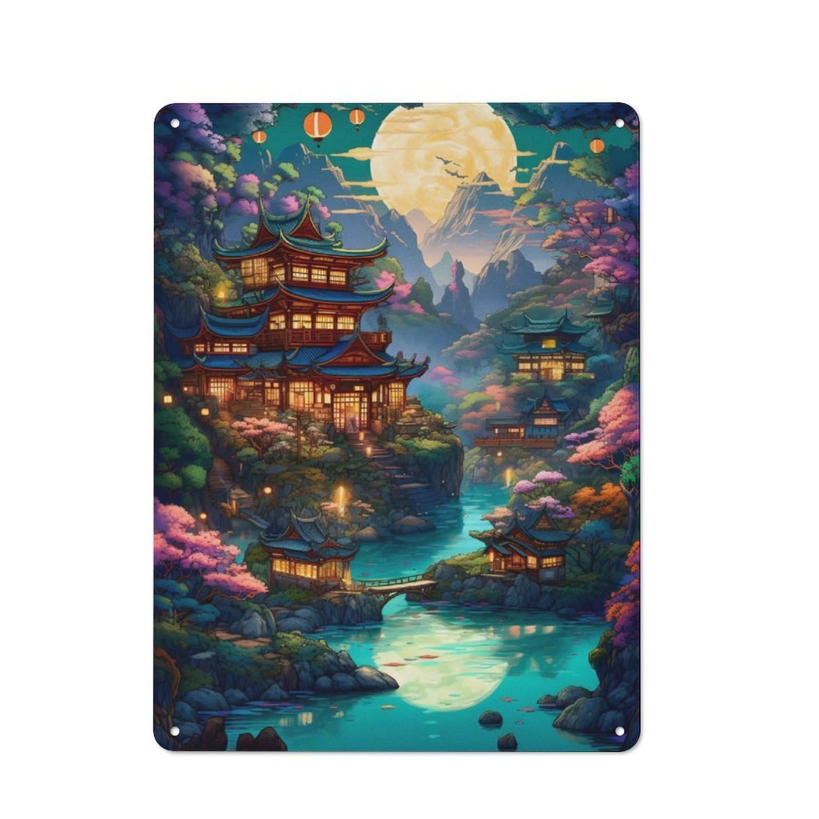 Junmoney Japanese Fantasy 03 Retro Tin Sign 40X30cm Featuring For Bar Or Restaurant, For Metal Sign Collectors, For Garage And Workshop Walls